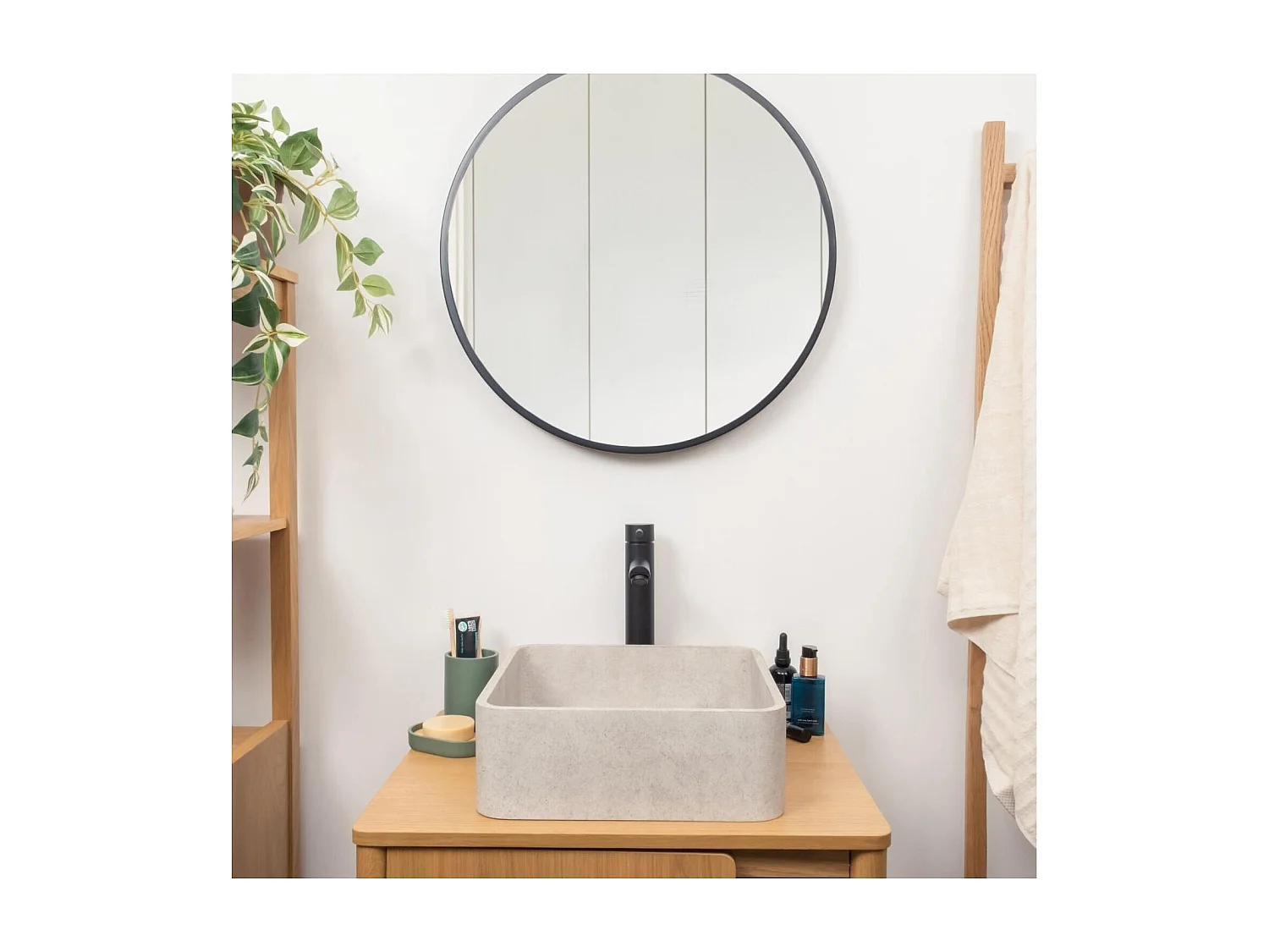 ARTEA 36cm quadratisches Aufsatzwaschbecken aus gebürstetem Beton