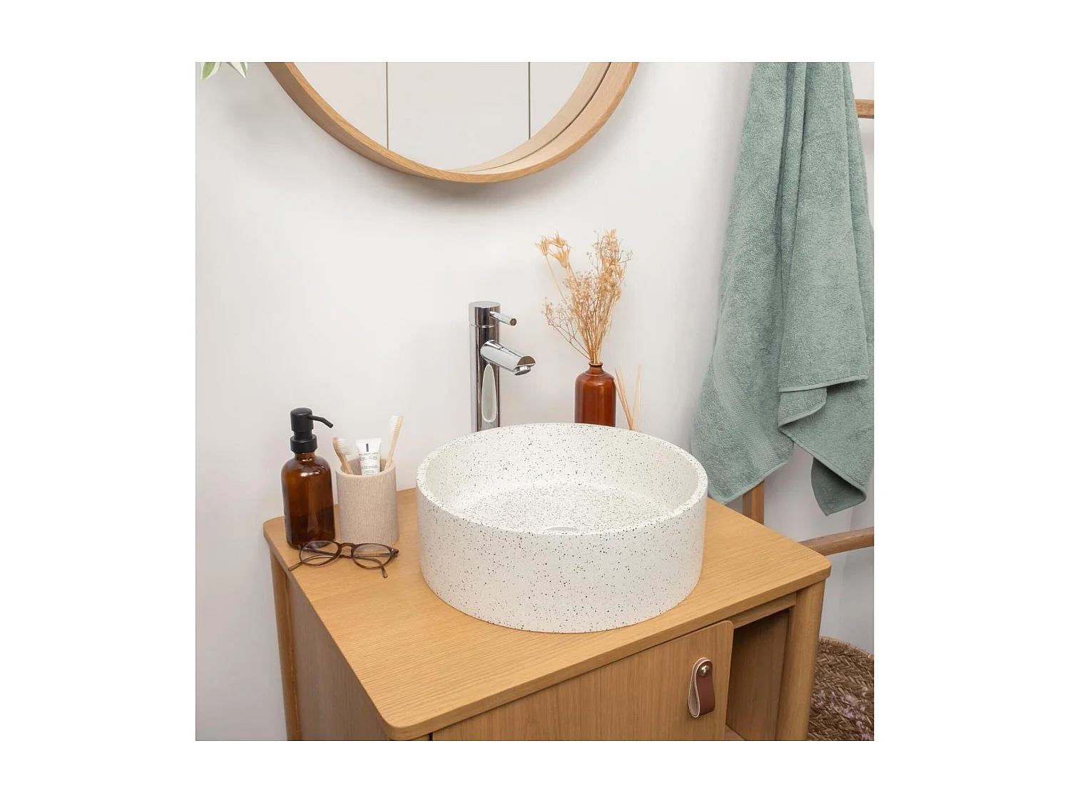 Vasque à poser ronde en terrazzo 36cm