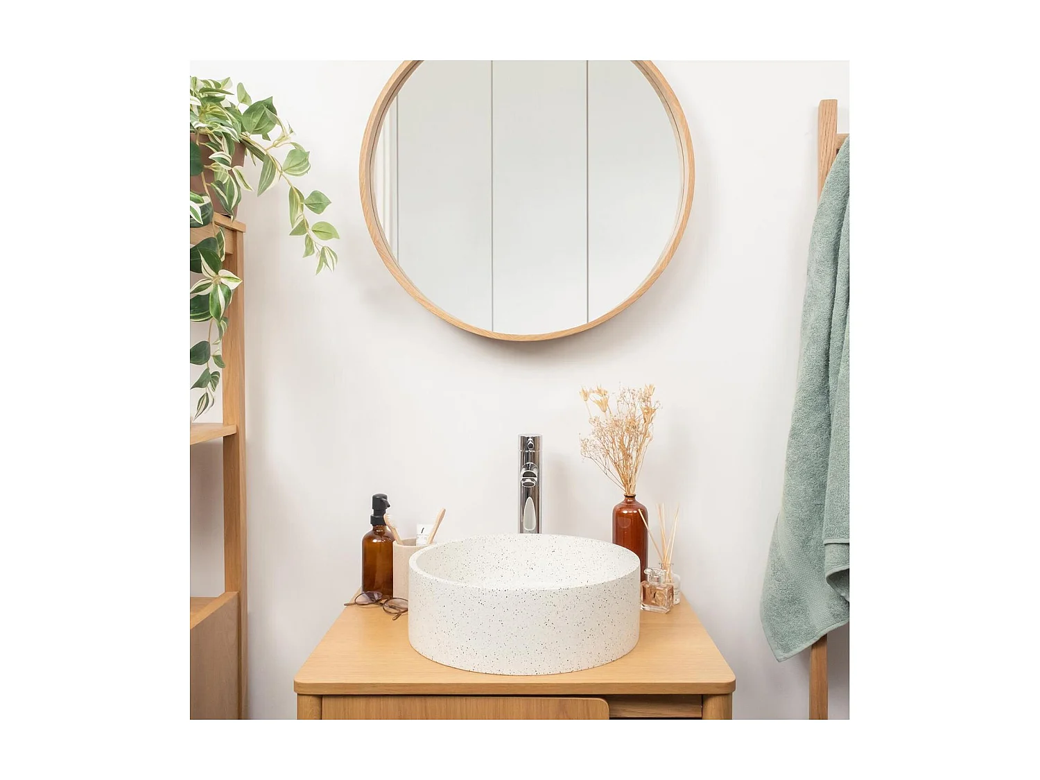 Vasque à poser ronde en terrazzo 36cm