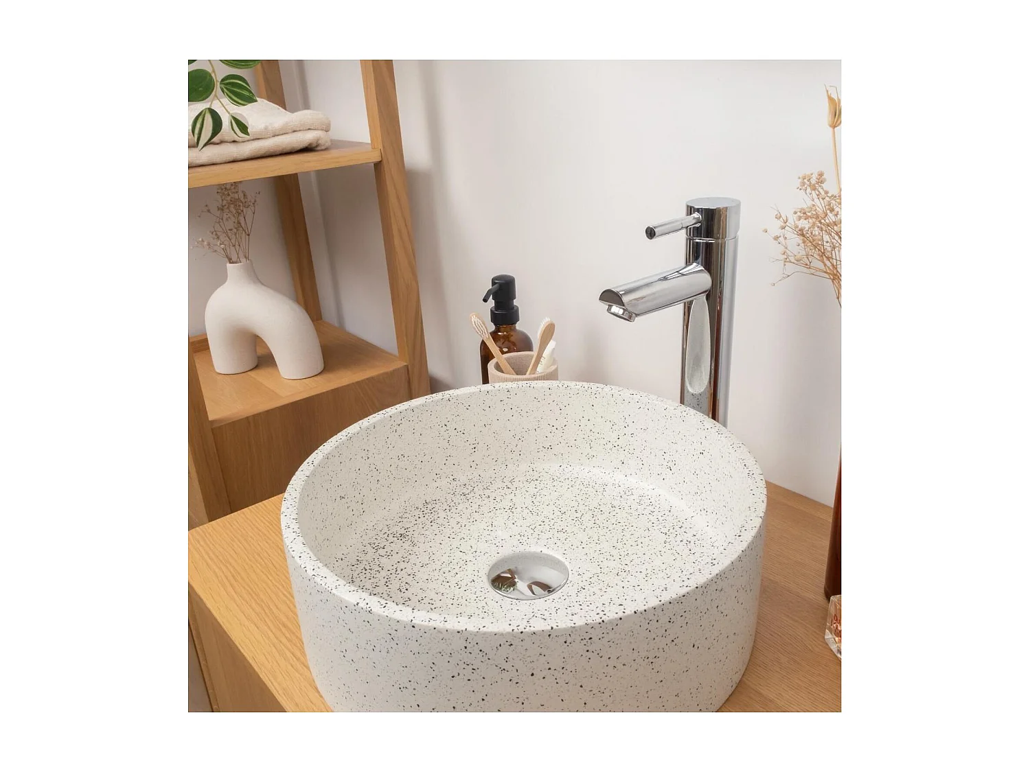 Vasque à poser ronde en terrazzo 36cm