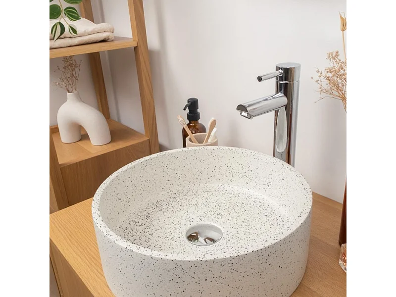 Lavabo sobre encimera redondo de terrazo BILLY de 36 cm