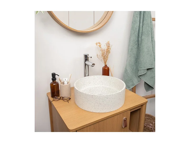 Lavabo sobre encimera redondo de terrazo BILLY de 36 cm