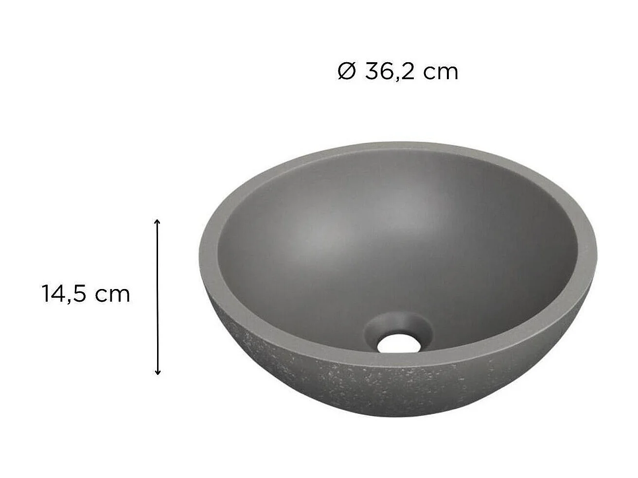 Vasque à poser bol en béton travertin 36,2cm