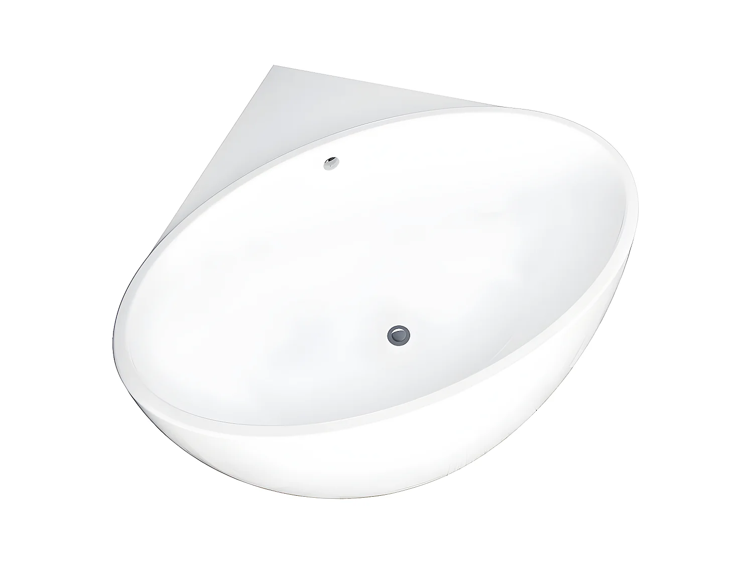 Baignoire d'angle avec tuyau de trop- plein  - 197 L - 127 x 127 x 58 cm - Blanche - Acrylique - GOURAMI