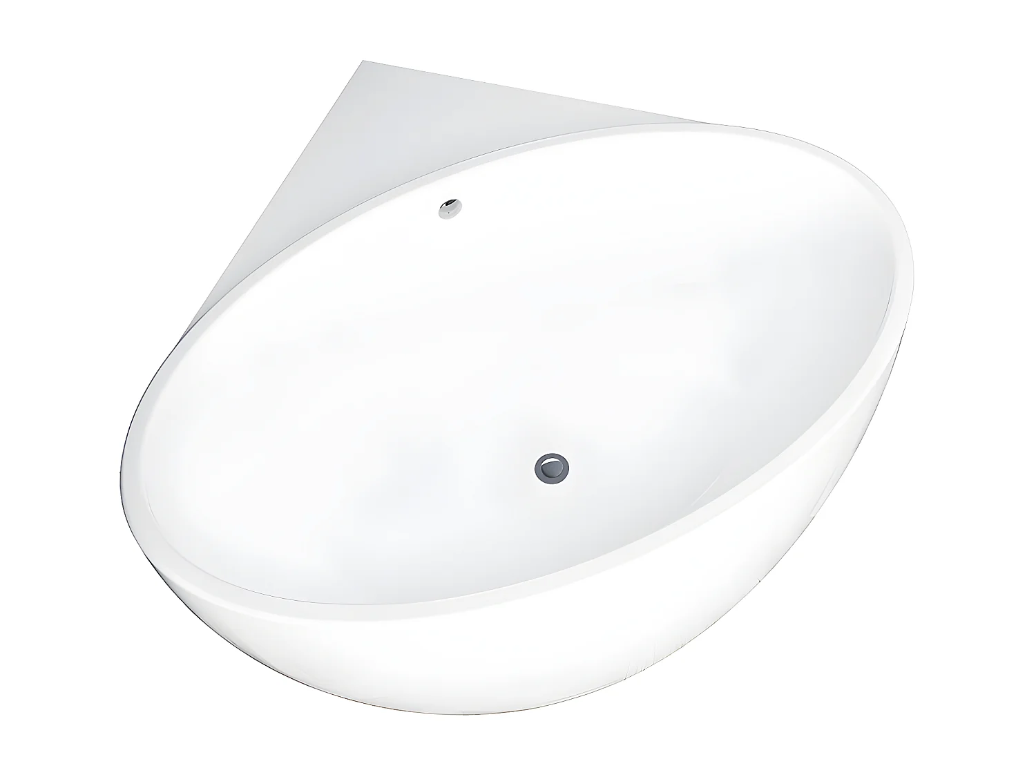 Baignoire d'angle avec tuyau de trop- plein  - 197 L - 127 x 127 x 58 cm - Blanche - Acrylique - GOURAMI