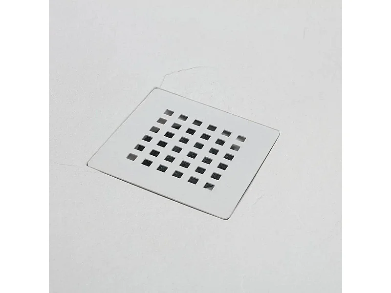 Receveur de douche semi-circulaire « Milano » blanc en résine effet pierre antidérapant cm 90x90h