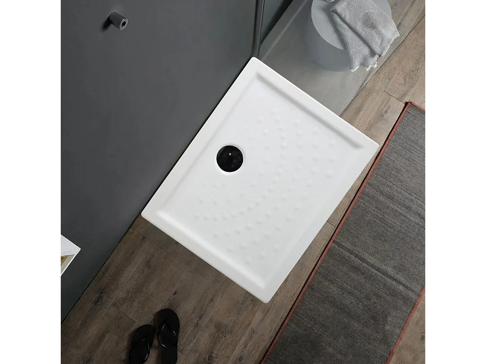 Rechthoekige douchebak "Matera" van antislipkeramiek met opstaande randen cm 80x120h