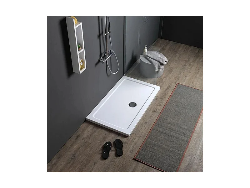 Receveur de douche rectangulaire fin "Aosta" en acrylique et ABS blanc cm 80x100h