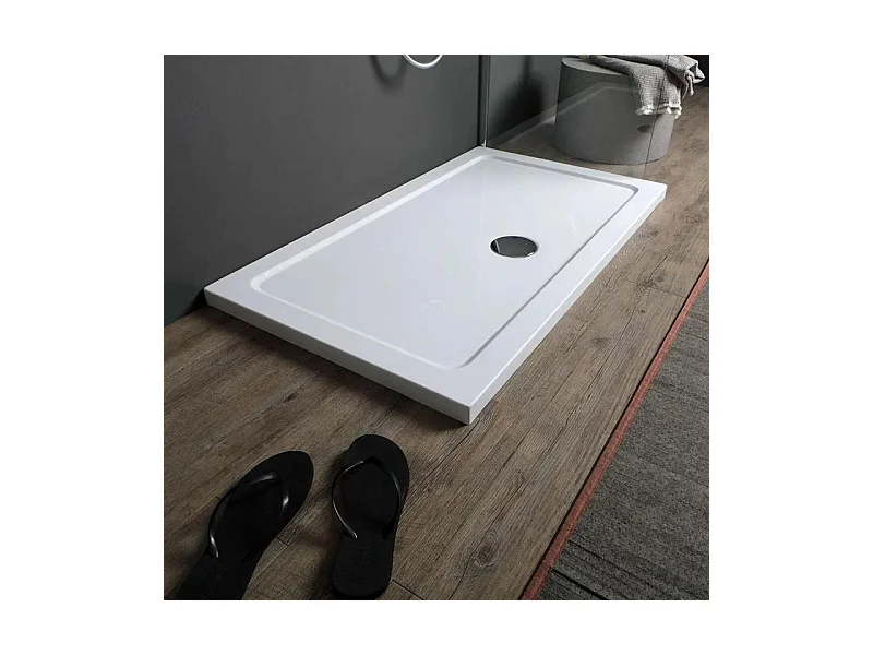 Receveur de douche rectangulaire fin "Aosta" en acrylique et ABS blanc cm 80x100h