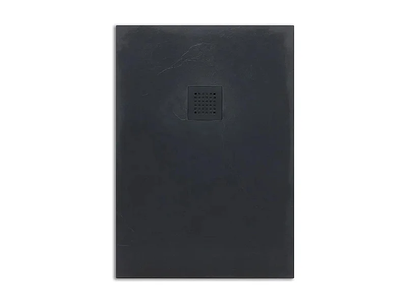 Piatto doccia rettangolare sottile "Milano" in resina nero effetto pietra antiscivolo cm 70x100h