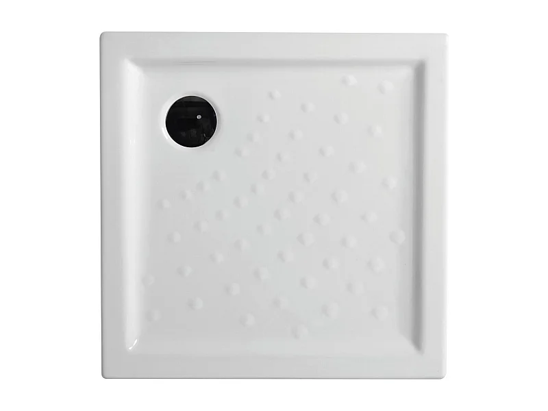 Piatto doccia quadrato "Matera" in ceramica bianca antiscivolo con bordi rialzati cm 90x90h