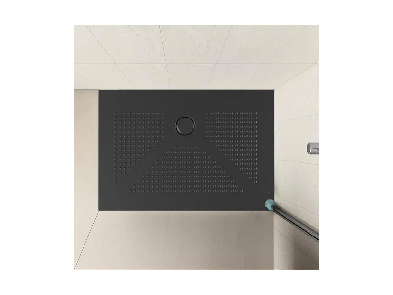 Receveur de douche rectangulaire noir mat « Denver » en céramique fine et antidérapante, 80x100h cm