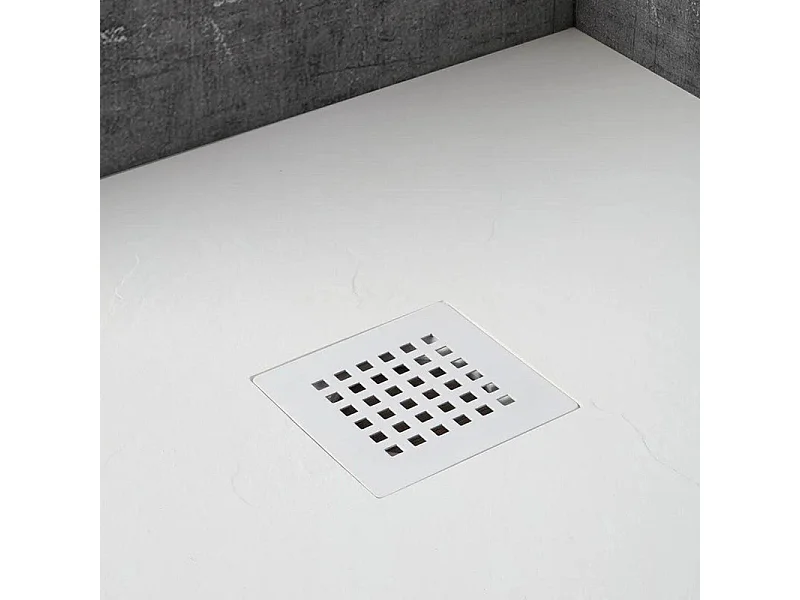 "Milano" dunne rechthoekige witte douchebak in steeneffecthars, antislip, 70x120h cm