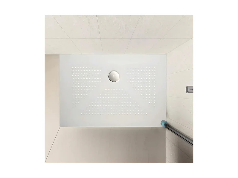 Receveur de douche rectangulaire « Denver » blanc brillant en céramique fine et antidérapante, 80x120 cm