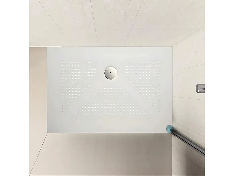 Rechthoekige, glanzend witte douchebak "Denver" van dun, antislip keramiek, 80x120 cm