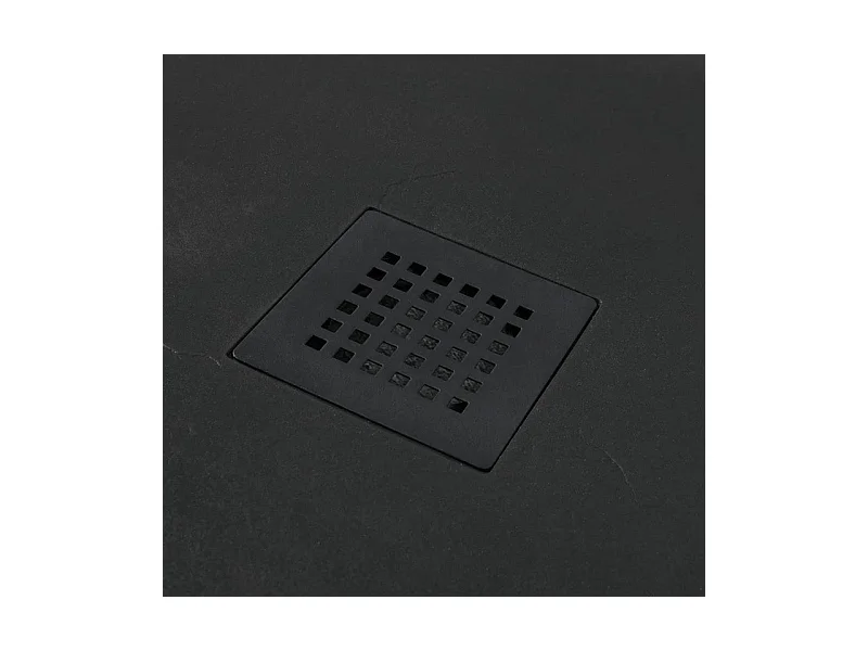 Receveur de douche semi-circulaire noir « Milano » en résine effet pierre antidérapant cm 80x80h