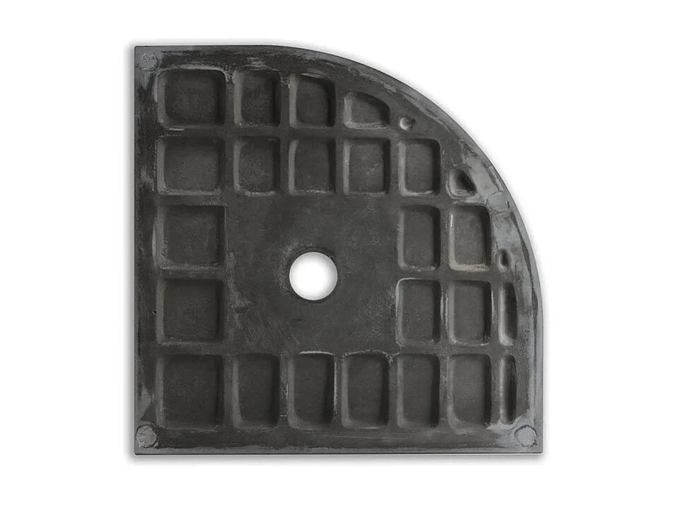 Schwarze halbrunde Duschwanne "Milano" aus rutschfestem Harz in Steinoptik, 80 x 80 cm