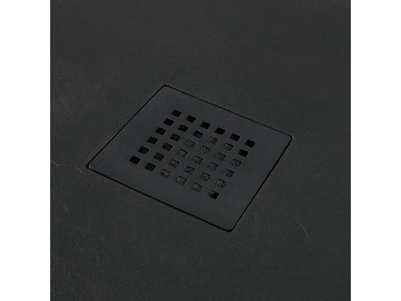 Piatto doccia semicircolare nero "Milano" in resina effetto pietra antiscivolo cm 80x80h