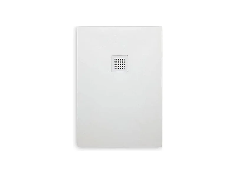 "Milano" schmale rechteckige Duschwanne aus Kunstharz in Steinoptik, weiß, rutschfest, 80x100h cm