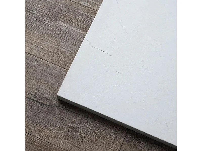 Piatto doccia bianco rettangolare sottile "Milano" in resina effetto pietra antiscivolo cm 80x100h