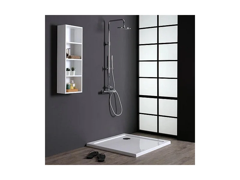 Receveur de douche carré fin "Aosta" en acrylique et ABS blanc brillant cm 90x90h