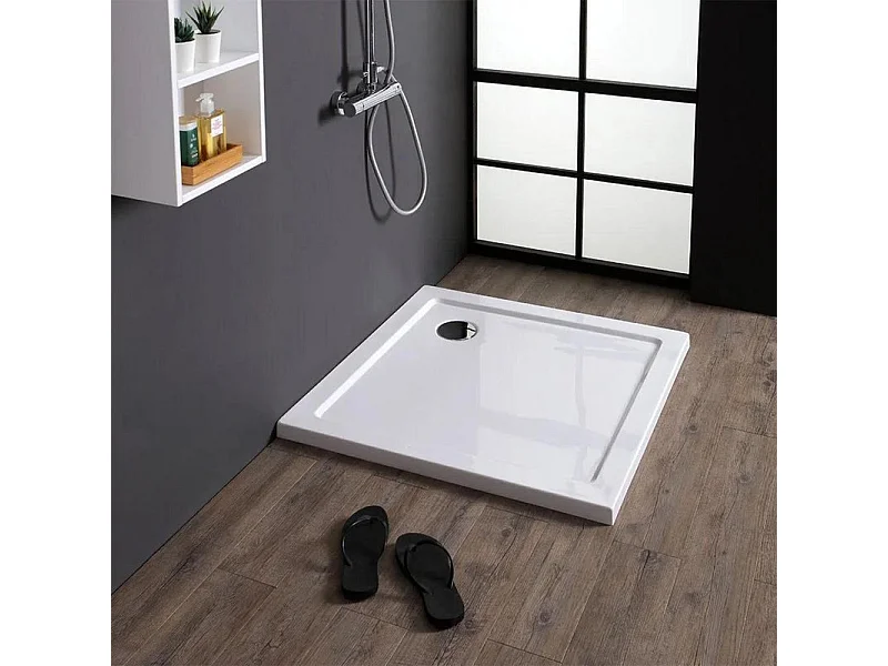 Brodzik kwadratowy "Aosta" z cienkiego akrylu i błyszczącego białego ABS cm 90x90h