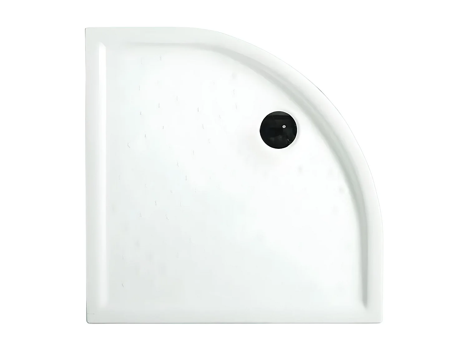 Halfronde witte douchebak "Matera" van antislipkeramiek met opstaande randen 90x90 cm