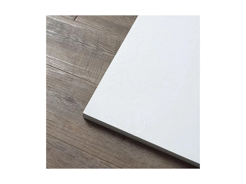 Piatto doccia bianco quadrato sottile "Milano" in resina effetto pietra antiscivolo cm 80x80h