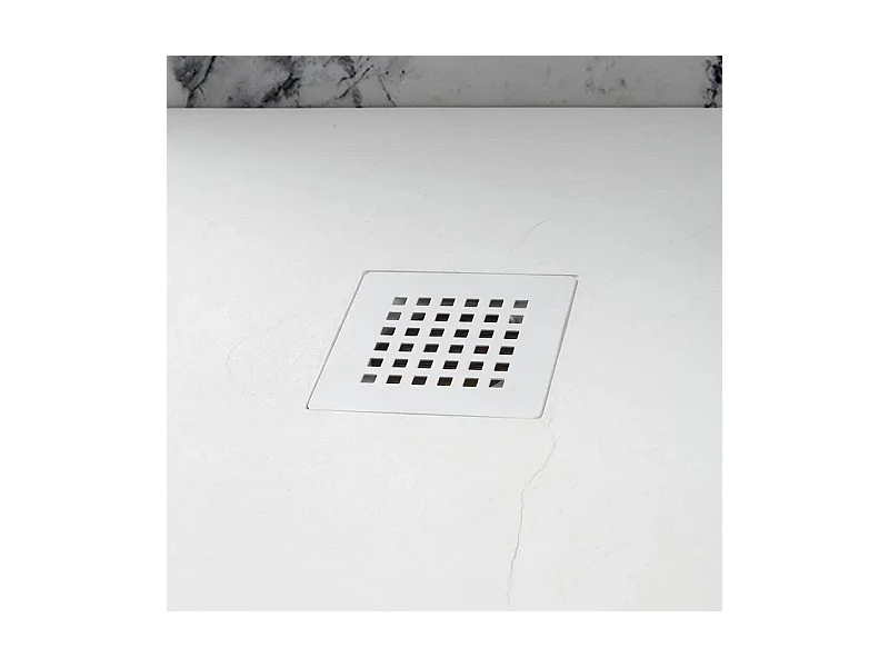 Piatto doccia bianco quadrato sottile "Milano" in resina effetto pietra antiscivolo cm 80x80h