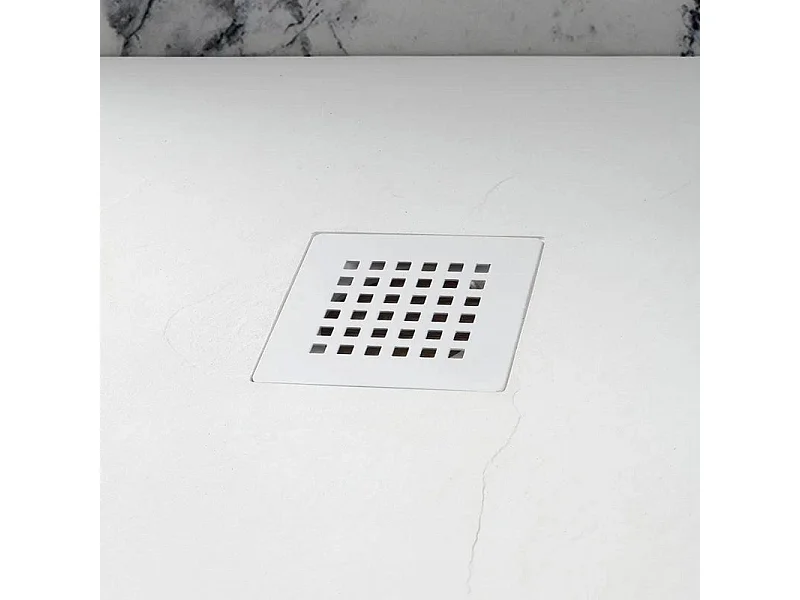 Piatto doccia bianco quadrato sottile "Milano" in resina effetto pietra antiscivolo cm 80x80h