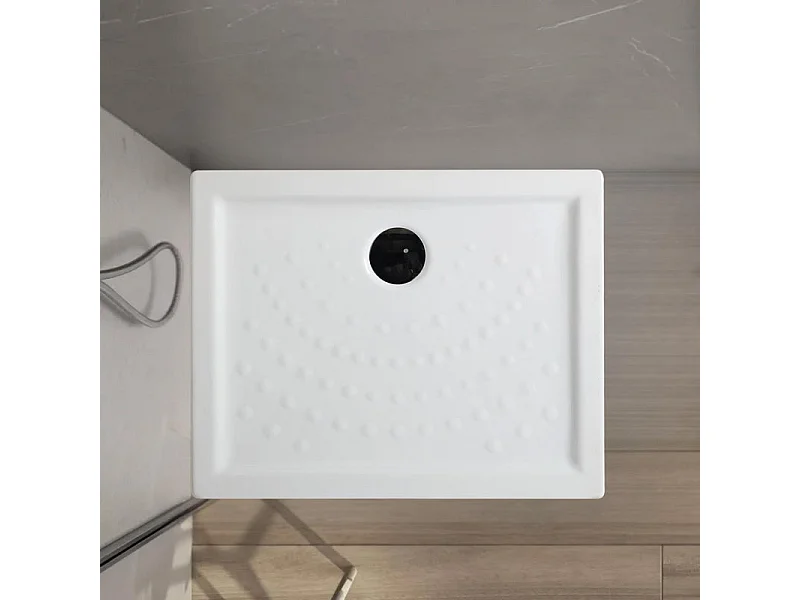 Rechthoekige douchebak "Matera" van antislipkeramiek met opstaande randen cm 70x100h