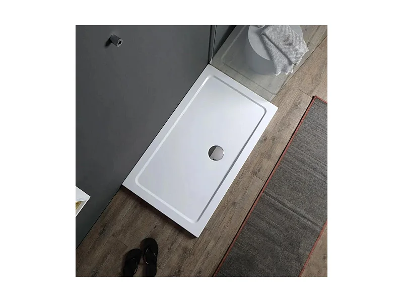 Receveur de douche rectangulaire fin "Aosta" en acrylique et ABS blanc cm 80x120h