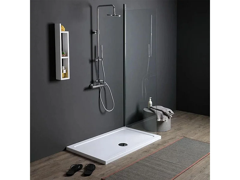Receveur de douche rectangulaire fin "Aosta" en acrylique et ABS blanc cm 80x120h