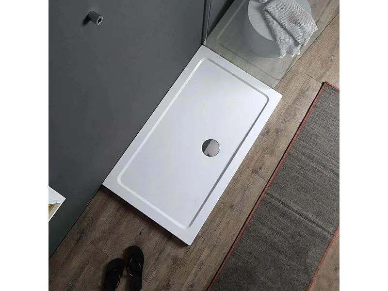 Receveur de douche rectangulaire fin "Aosta" en acrylique et ABS blanc cm 80x120h