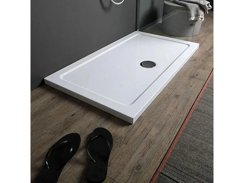 Receveur de douche rectangulaire fin "Aosta" en acrylique et ABS blanc cm 80x120h