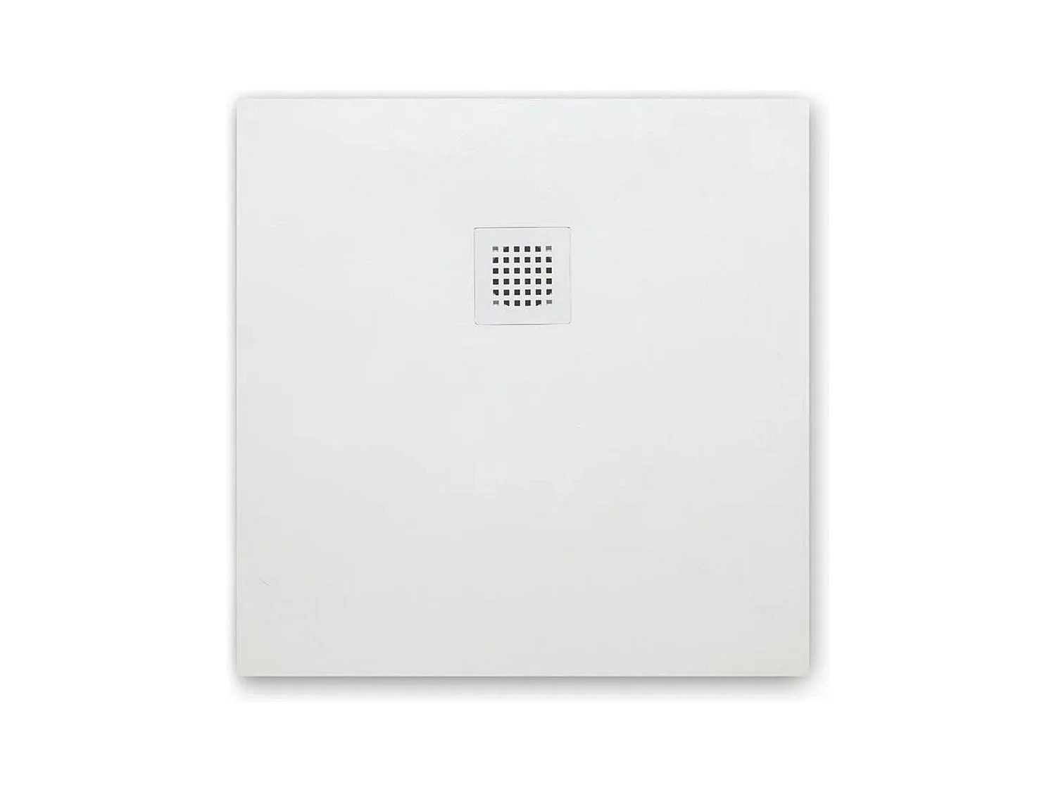 Receveur de douche fin carré blanc « Milano » en résine effet pierre, antidérapant, 70x70h cm