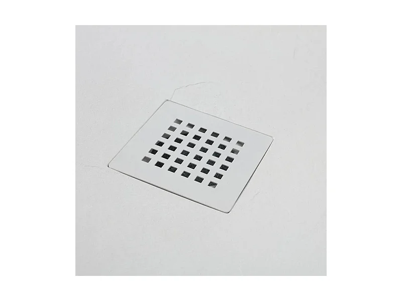 Receveur de douche semi-circulaire « Milano » blanc en résine effet pierre antidérapant cm 80x80h