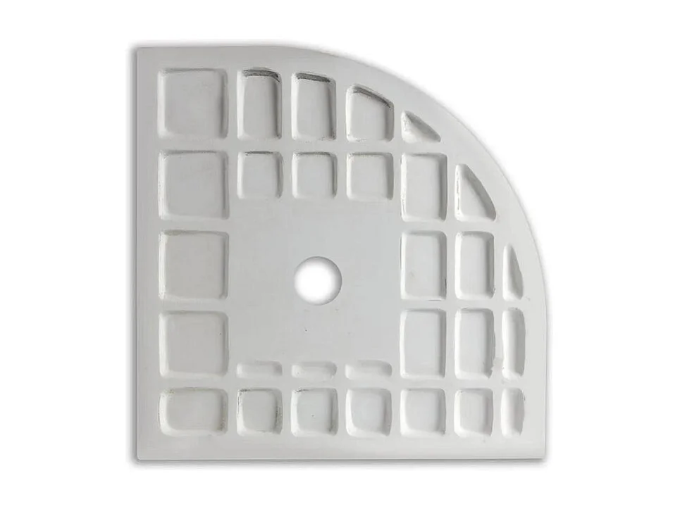 Halfronde douchebak "Milano" wit in steenlook hars antislip cm 80x80h