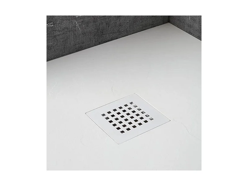 Receveur de douche rectangulaire fin blanc « Milano » en résine effet pierre, antidérapant, 70x100h cm