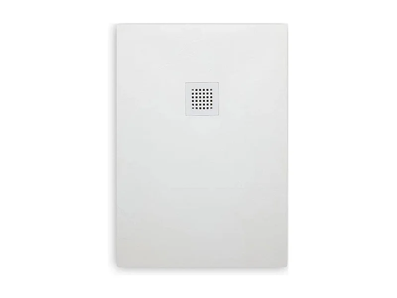 Piatto doccia bianco rettangolare sottile "Milano" in resina effetto pietra antiscivolo cm 70x100h