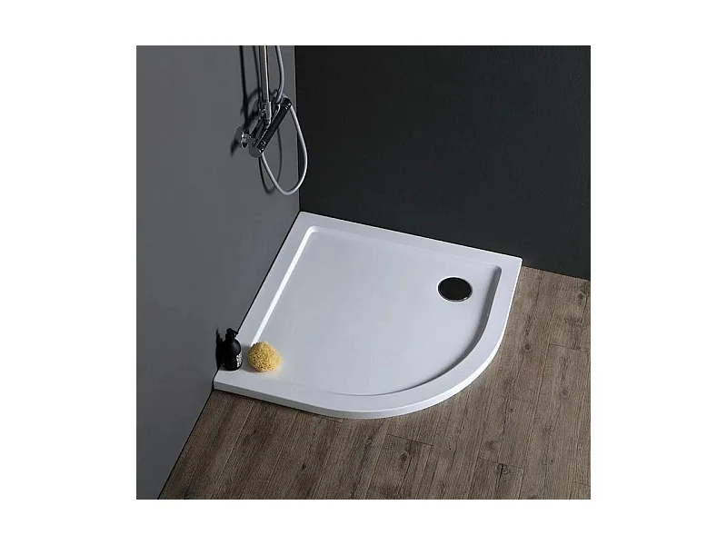 Receveur de douche d'angle semi-circulaire fin "Aosta" en acrylique et ABS cm 80x80h