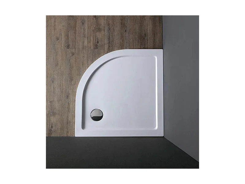 Receveur de douche d'angle semi-circulaire fin "Aosta" en acrylique et ABS cm 80x80h