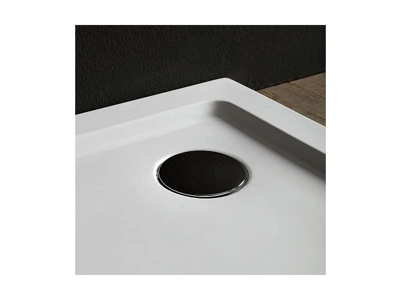 Receveur de douche d'angle semi-circulaire fin "Aosta" en acrylique et ABS cm 80x80h