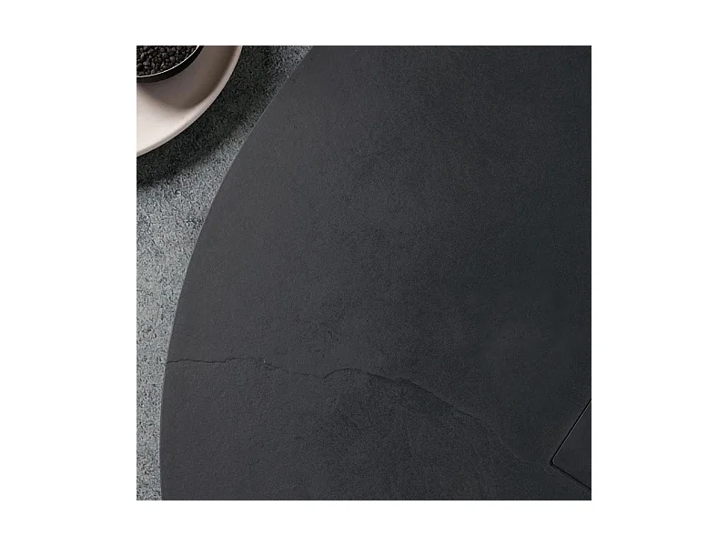 Receveur de douche semi-circulaire noir « Milano » en résine effet pierre antidérapant cm 90x90h