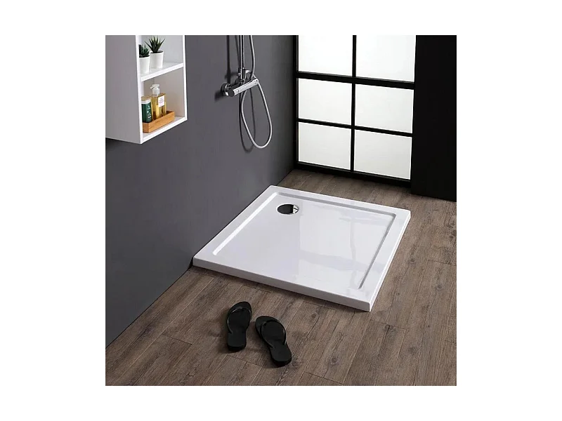 Receveur de douche carré fin "Aosta" en acrylique et ABS blanc brillant cm 80x80h