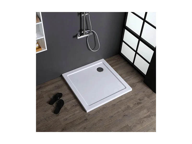 Receveur de douche carré fin "Aosta" en acrylique et ABS blanc brillant cm 80x80h