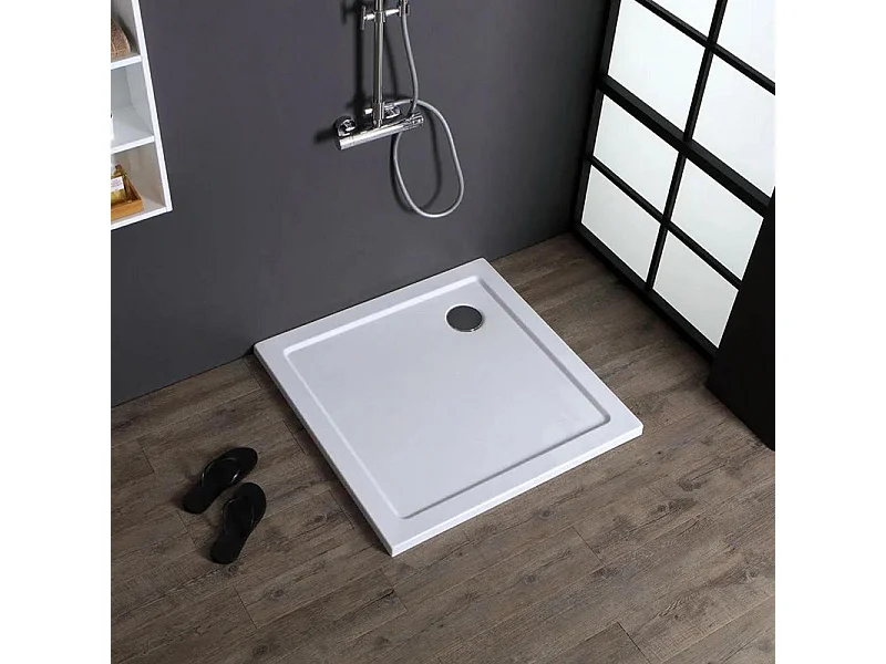 Brodzik kwadratowy "Aosta" z cienkiego akrylu i błyszczącego białego ABS cm 80x80h