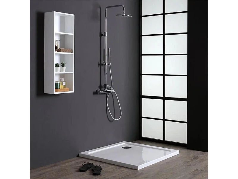 Brodzik kwadratowy "Aosta" z cienkiego akrylu i błyszczącego białego ABS cm 80x80h