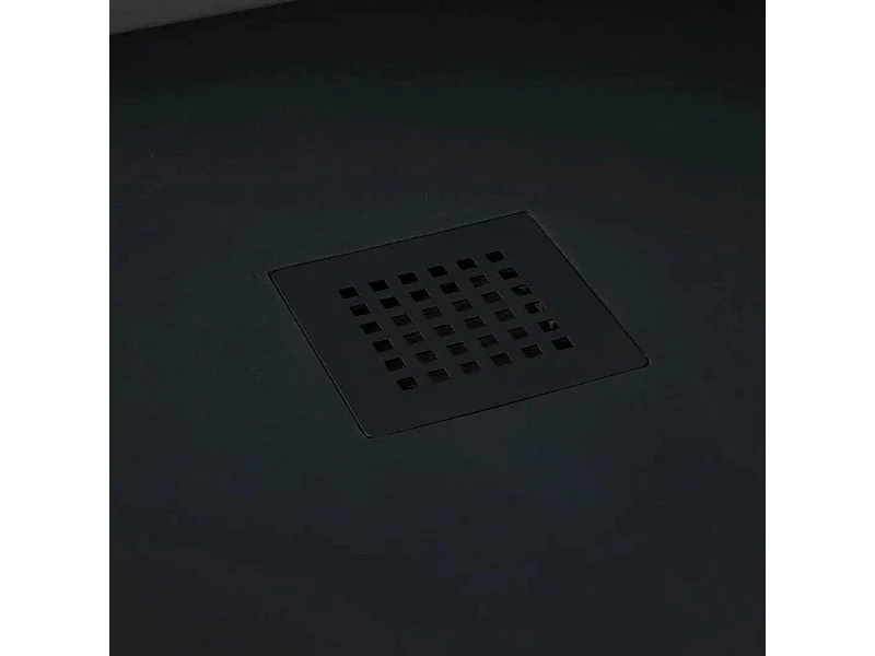 Receveur de douche rectangulaire fin "Milano" en résine noire effet pierre, antidérapant, 80x120h cm