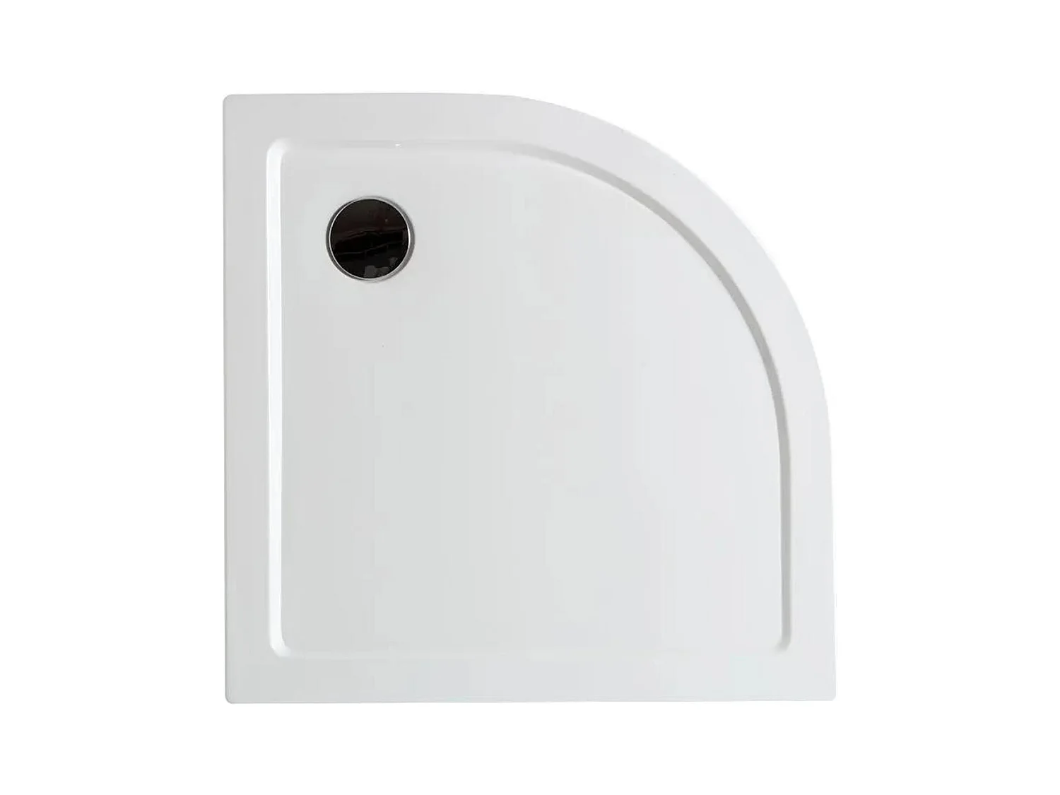 "Aosta" dünne halbrunde Eckduschwanne aus Acryl und ABS cm 90x90h